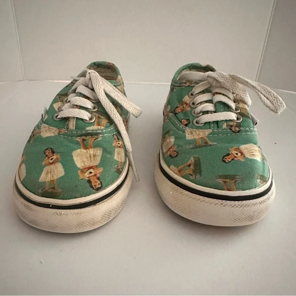 Vans Hawaiian Hula Dancer Green Printed Tie Sneakers Size 6.5 Baby Toddler
